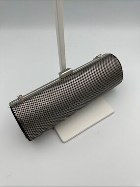 BCBG MaxAzria Silver Gunmetal Mesh Clutch